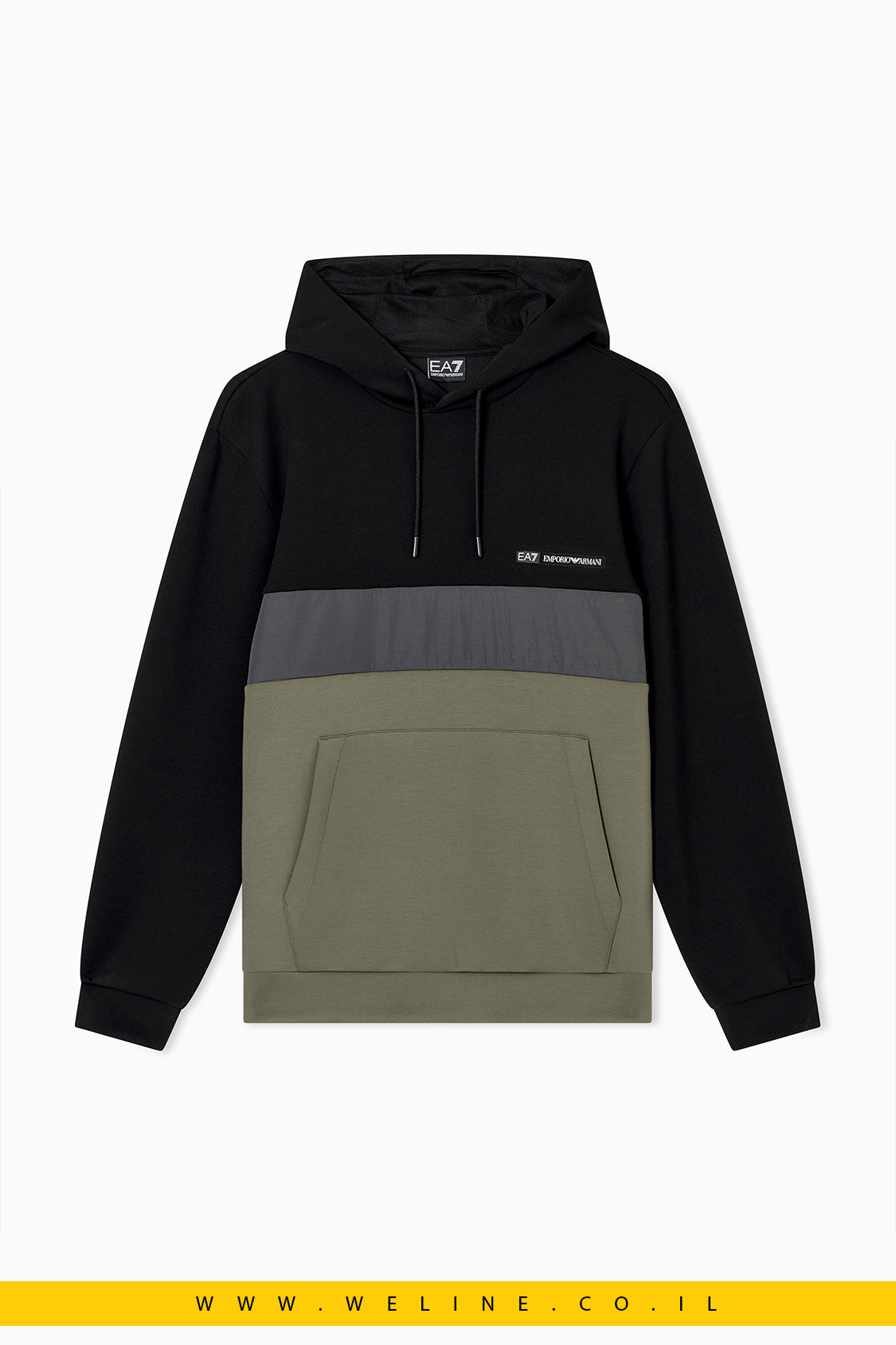 סווטשירט קפוצ׳ון בצבעי בלוק – EA7 Emporio Armani