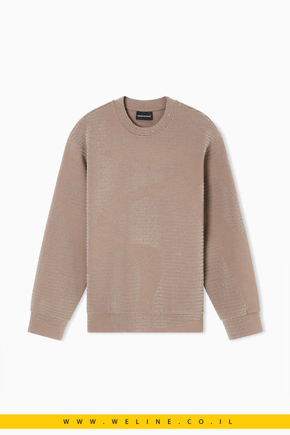 סווטשירט ג׳רזי מתערובת ליאוסל עם הדפס פלוק צפוף ולוגו מובלט לכל האורך