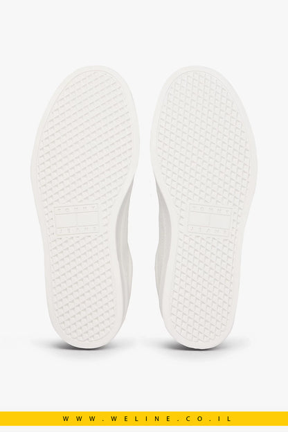 סניקרס עור לנשים לבן Tommy Jeans Greenwich Leather Contrast Heel – צבע