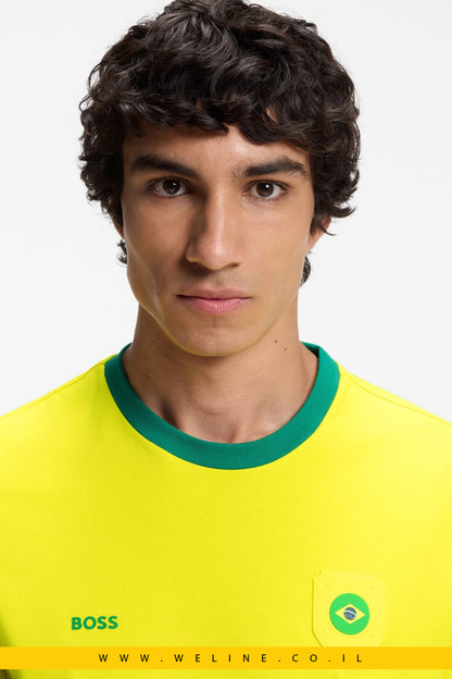 חולצת טי גברים BOSS Stretch-Cotton T-Shirt  Brazil– Regular Fit