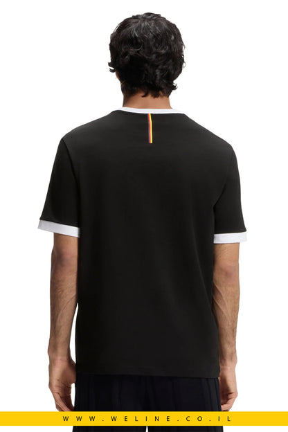 חולצת טי גברים BOSS Stretch-Cotton T-Shirt  Germany Black– Regular Fit