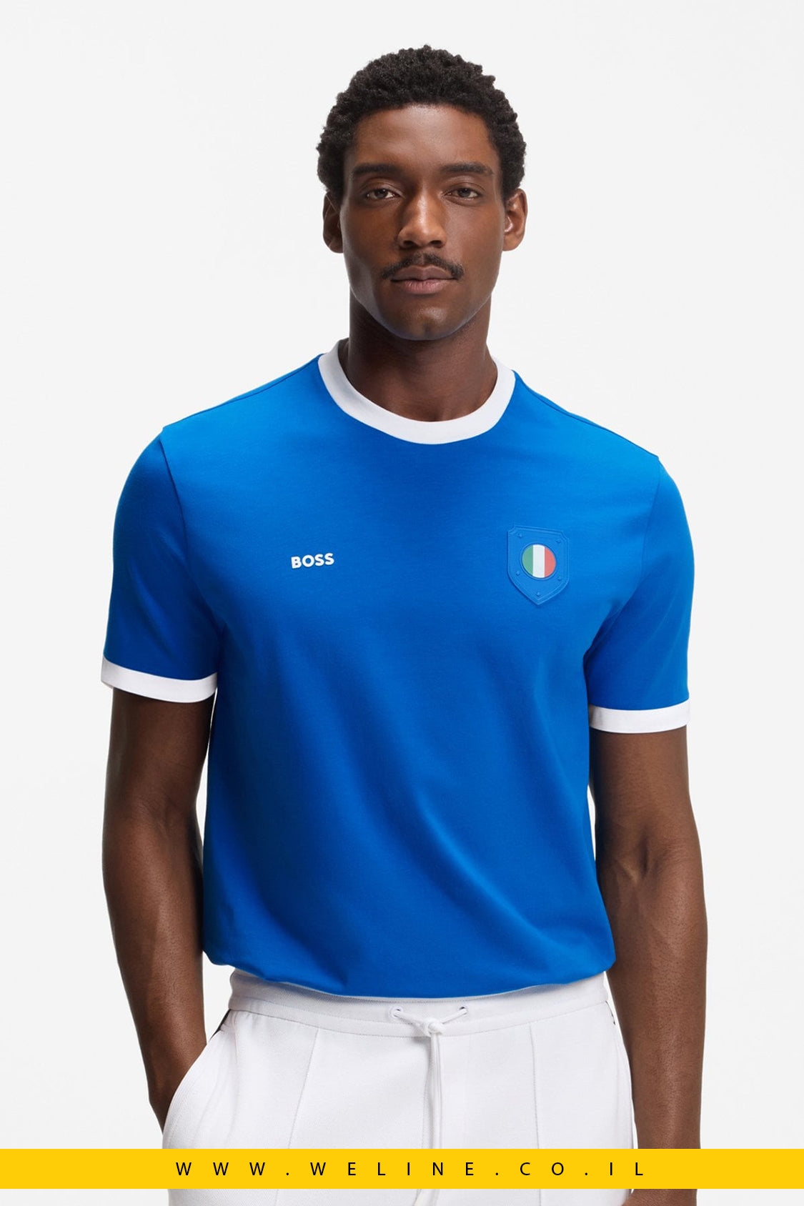 חולצת טי גברים BOSS Stretch-Cotton T-Shirt Italy– Regular Fit