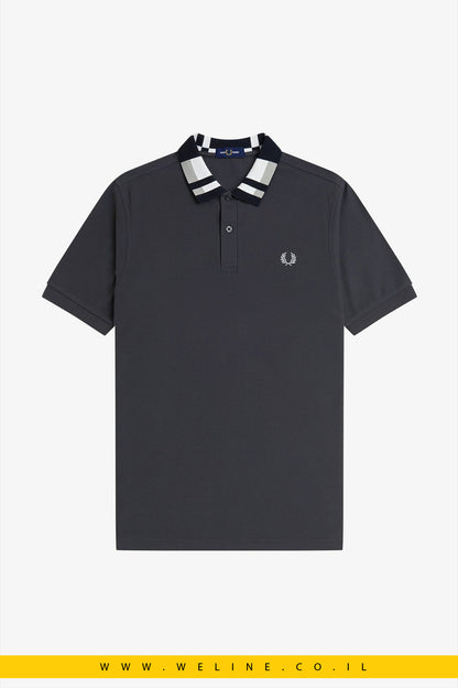 חולצת פולו לגברים עם צווארון דוגמת לוח שחמט – Fred Perry