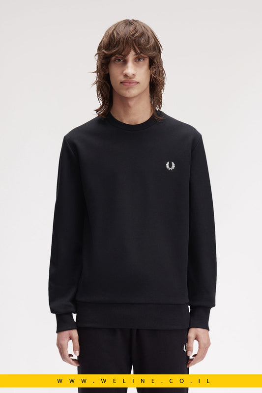 סווטשירט צווארון עגול עם מיתוג בולט – Fred Perry Bold Branding Crewneck (Black)