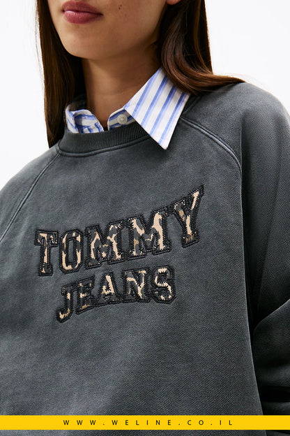 סווטשירט נשים עם לוגו אפליקציה בהדפס נמר – Tommy Jeans