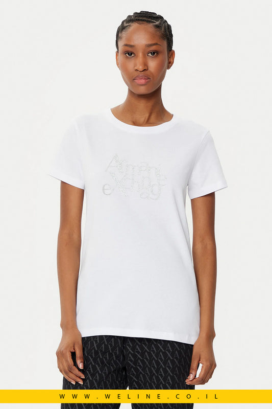 טי-שירט לנשים בצבע לבן– Armani Exchange