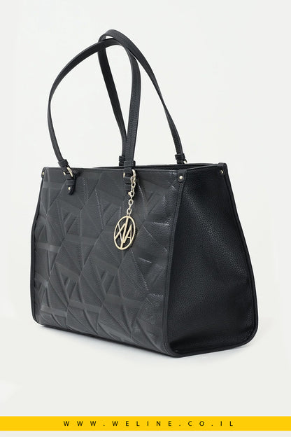 תיק שופינג לנשים בצבע שחור עם לוגו מונוגרמה – Armani Exchange