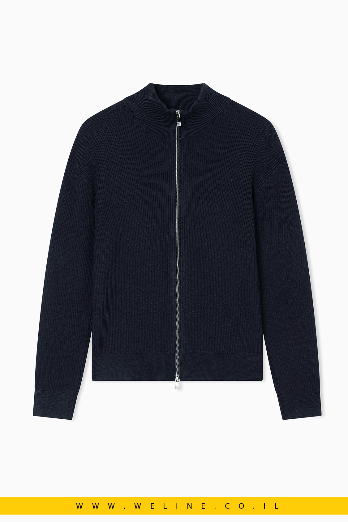 קרדיגן גברים עם רוכסן מלא Armani Exchange – סריג ריב איכותי בצבע כחול כהה