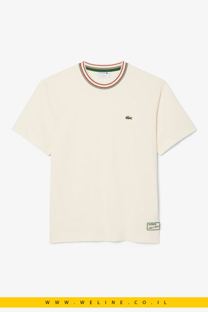 חולצת T צרפתית עם צווארון מפוספס Lacoste