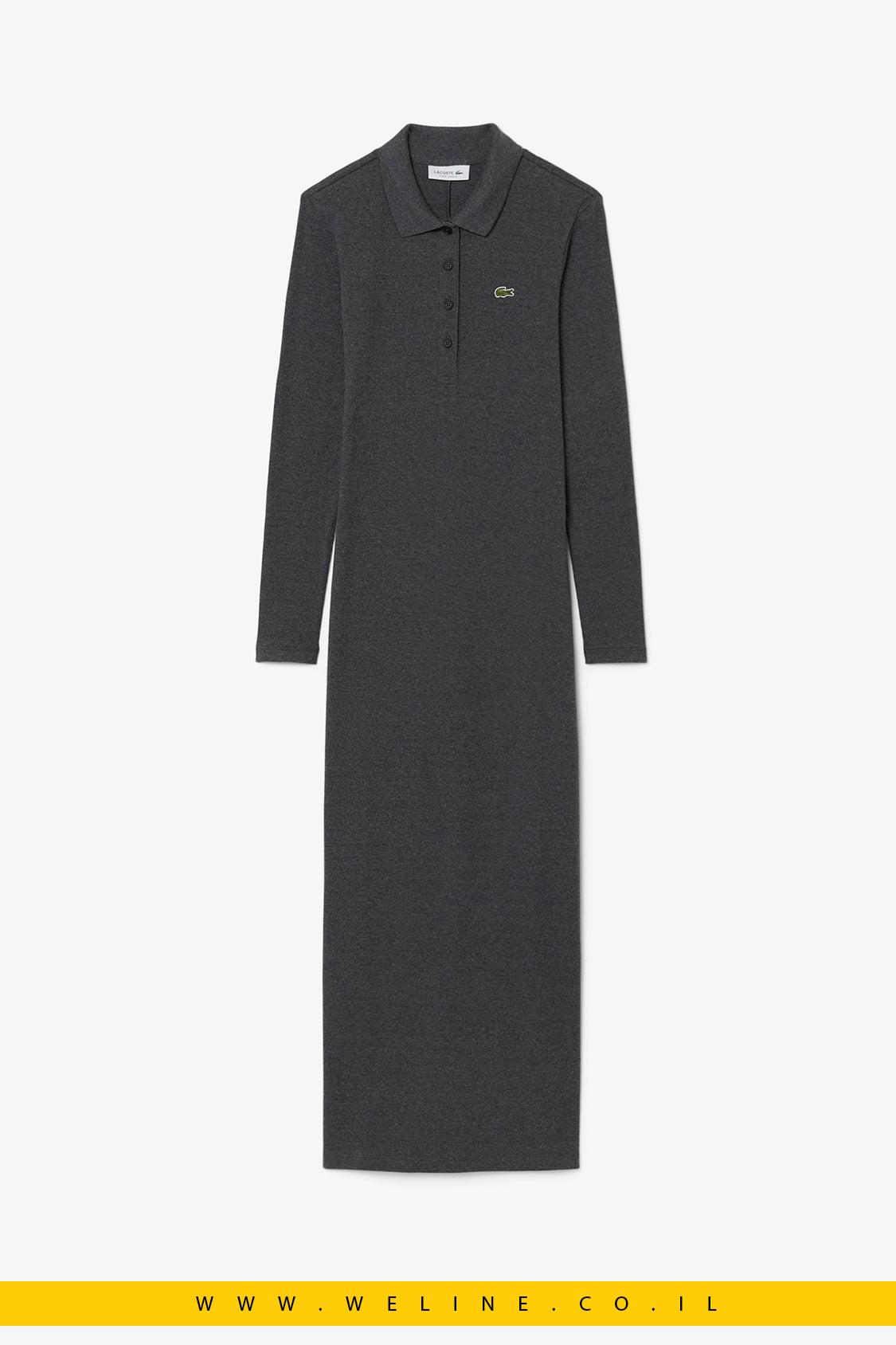 שמלת פולו כותנה ריב Slim Fit לנשים מבית Lacoste