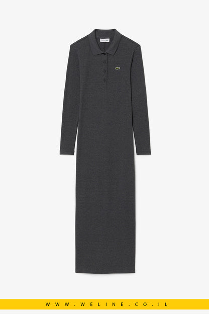 שמלת פולו כותנה ריב Slim Fit לנשים מבית Lacoste