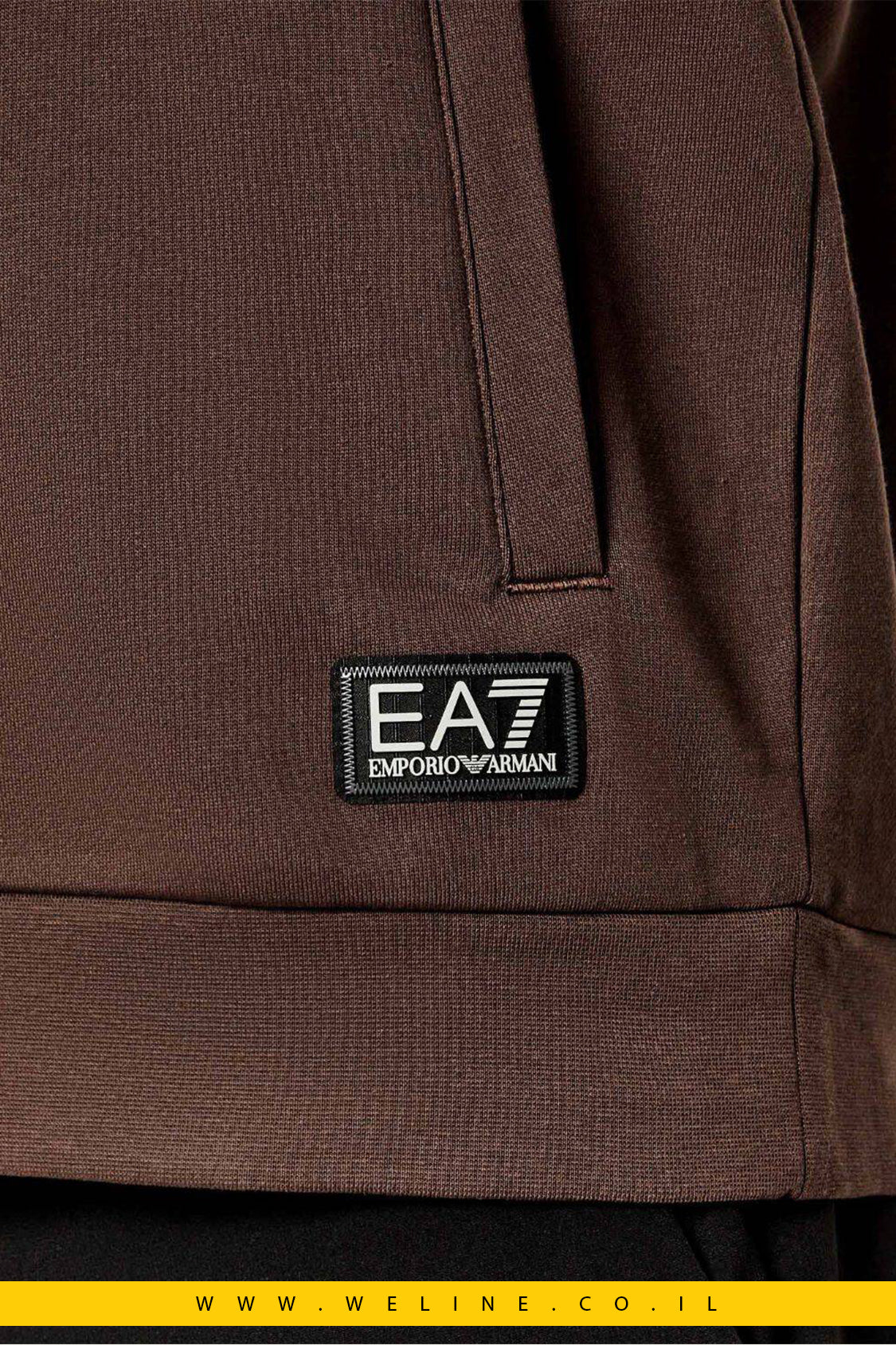 סווטשירט גברים EA7 – חום Chocolate Brown בגזרת Regular