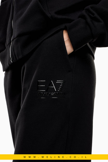 חליפת טרנינג נשים Visibility מבד כותנה משולבת – שחור | EA7