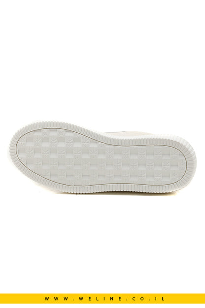 סניקרס עור לנשים - Calvin Klein White