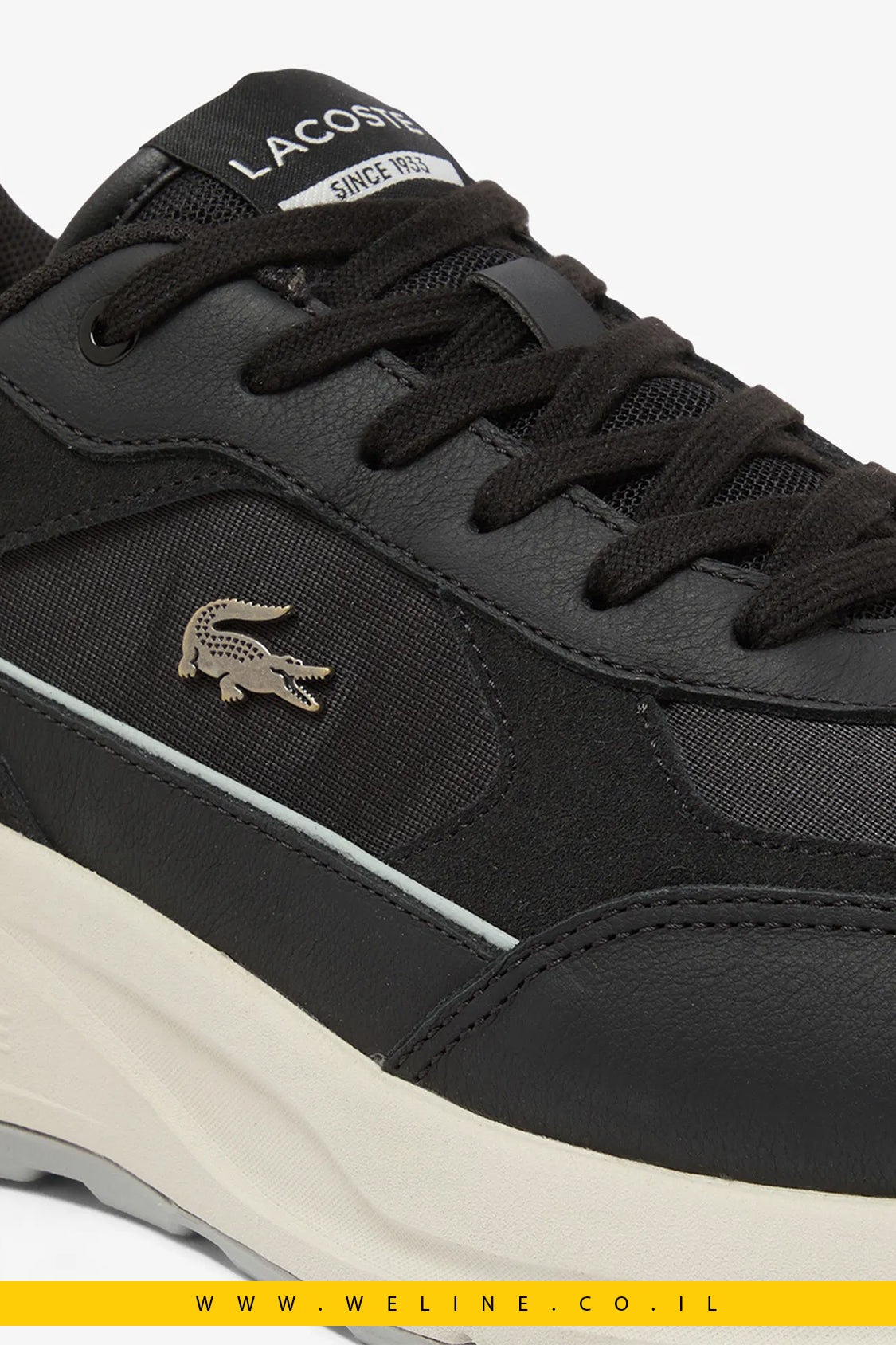 נעלי סניקרס גברים Lacoste Run Set – זמש שחור