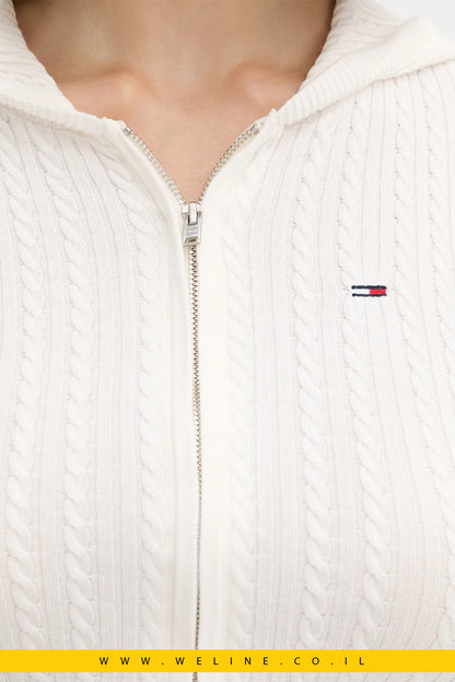 ג’אמפר Tommy Jeans לנשים עם קפוצ’ון