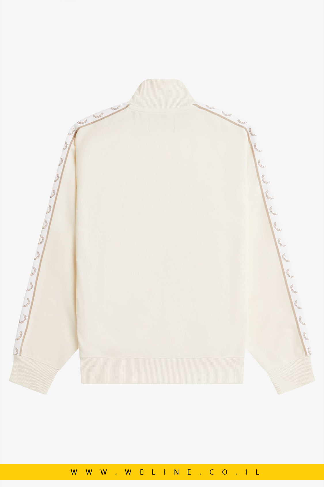 ג׳קט טרנינג עם פסי מיתוג – Fred Perry Taped Track Jacket (צבע אקרו / Ecru)