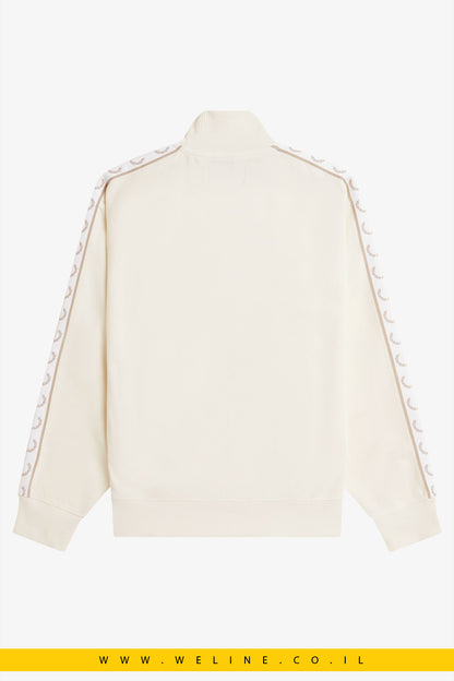 ג׳קט טרנינג עם פסי מיתוג – Fred Perry Taped Track Jacket (צבע אקרו / Ecru)