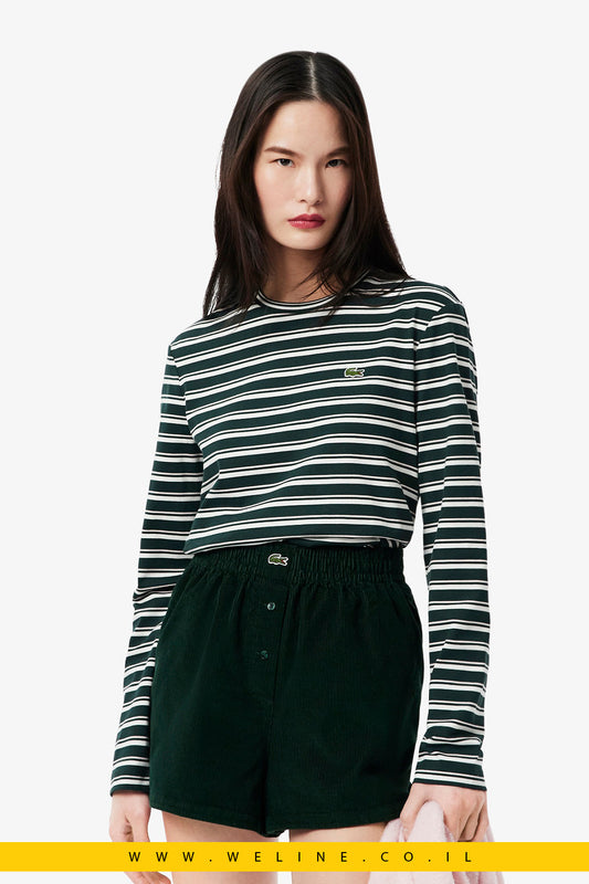 חולצת סטרייפ ארוכת־שרוול לנשים – Lacoste