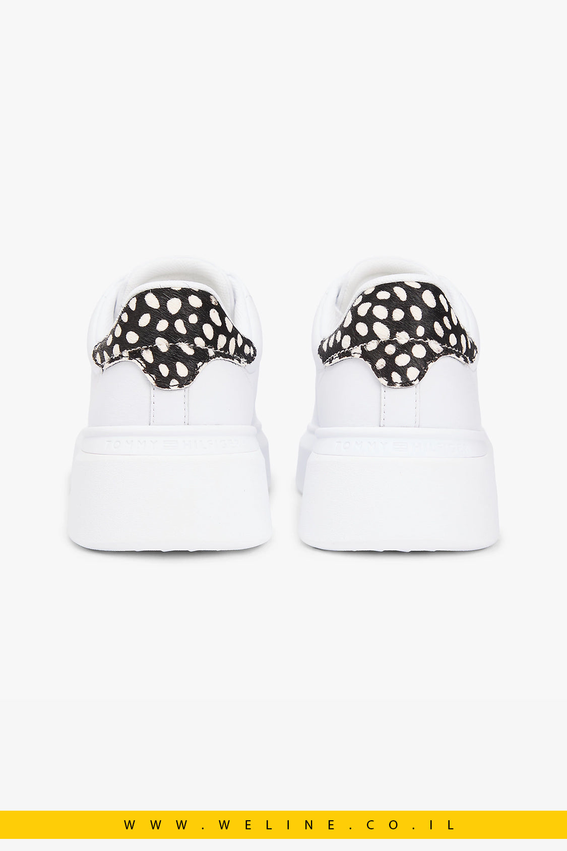 נעלי סניקרס פלטפורמה לנשים Tommy Hilfiger Snow Leopard Heel Leather – צבע לבן/הדפס מנומר