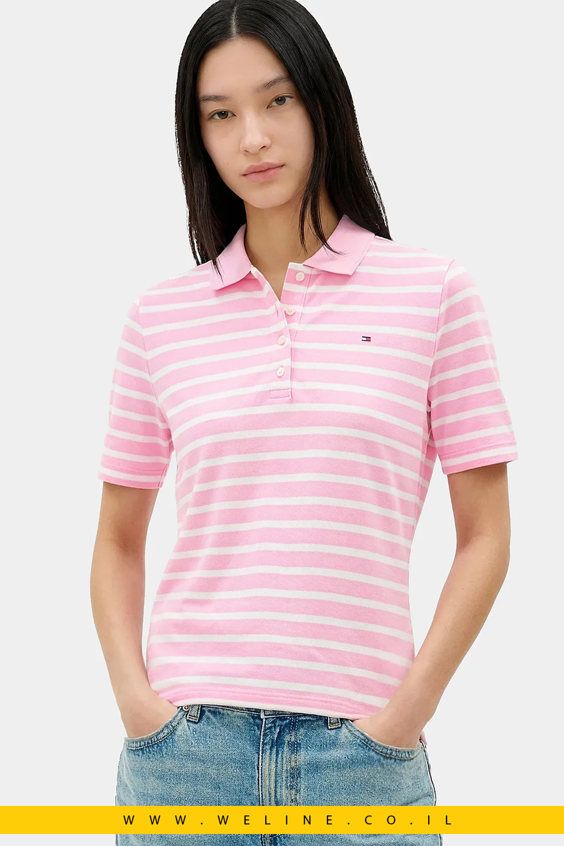 חולצת פולו נשים Tommy Hilfiger 1985 Regular Fit Pique Polo Shirt – צבע Breton Classic Pink