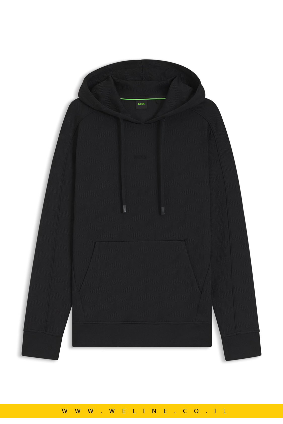 קפוצ'ון קווילט ג’קארד עם דוגמה מרופדת – שחור | BOSS