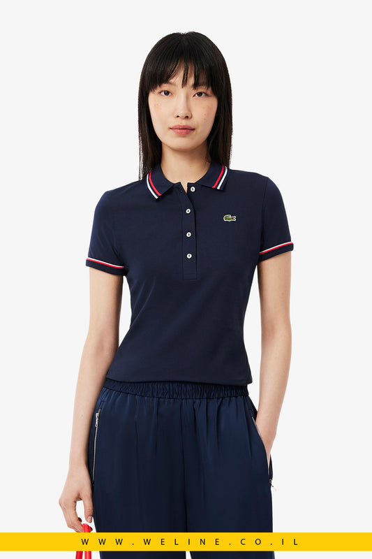 פולו לנשים בגזרת Slim – דגם L.12.D – כחול – Lacoste
