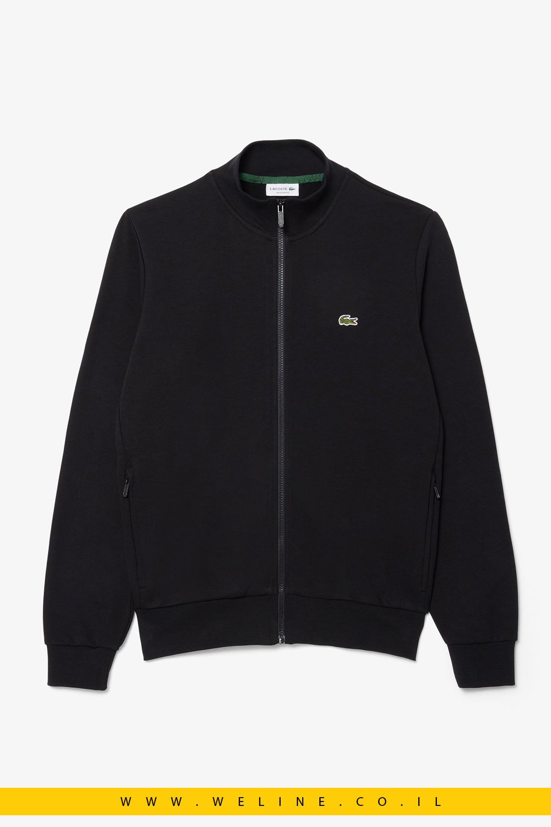 סווטשירט פליז עם רוכסן וצווארון גבוה לגברים Lacoste