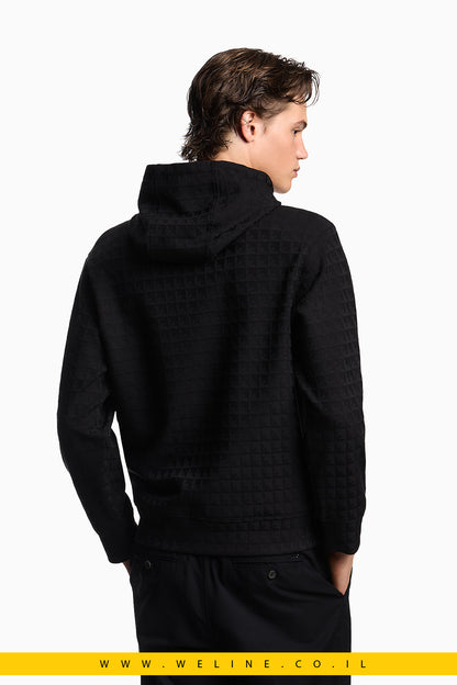 קפוצ'ון גברים Emporio Armani ASV – Jacquard Lyocell עם דוגמת נשר All-Over