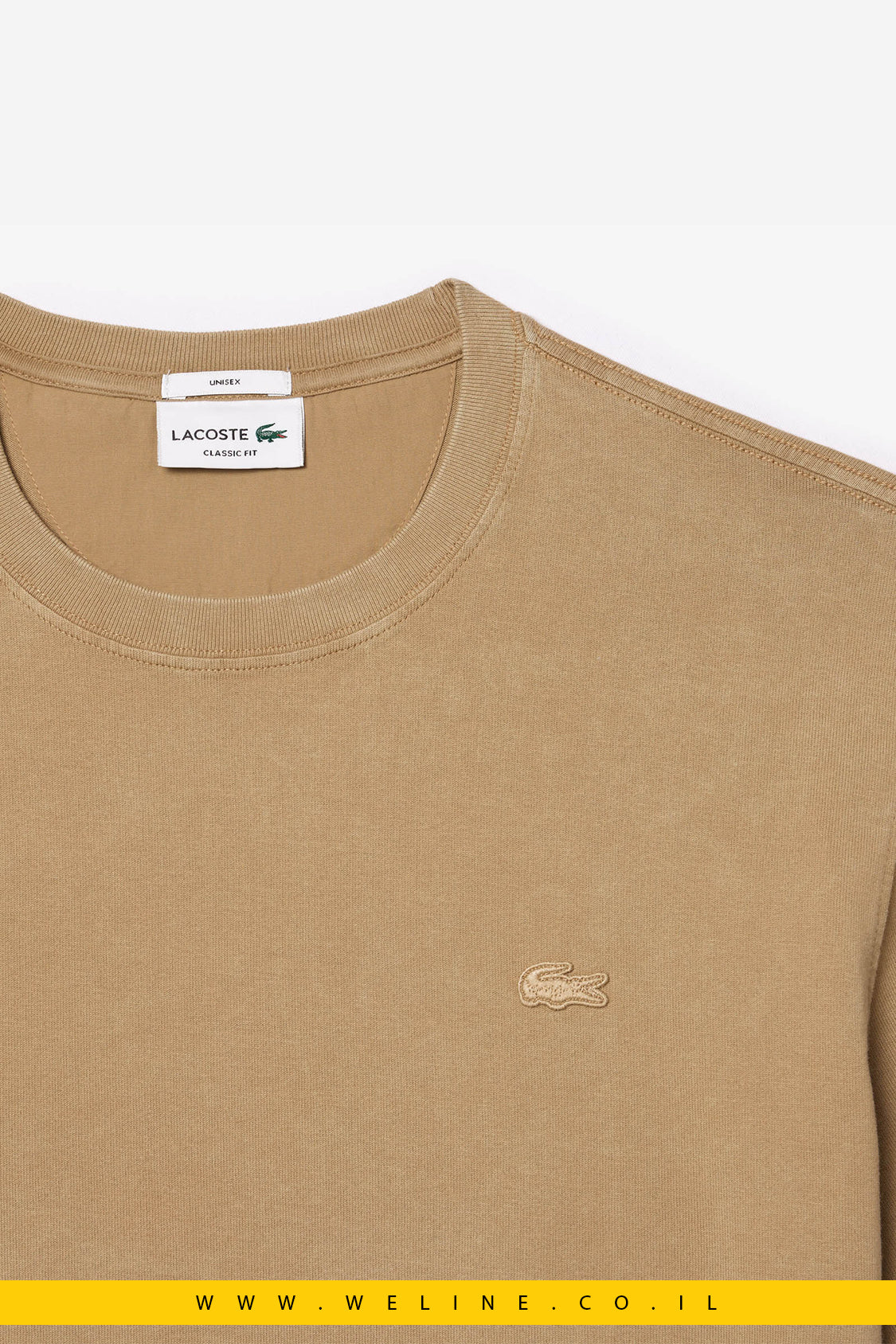 חולצת טי יוניסקס מכותנה כבדה עם אפקט שטיפה – Lacoste