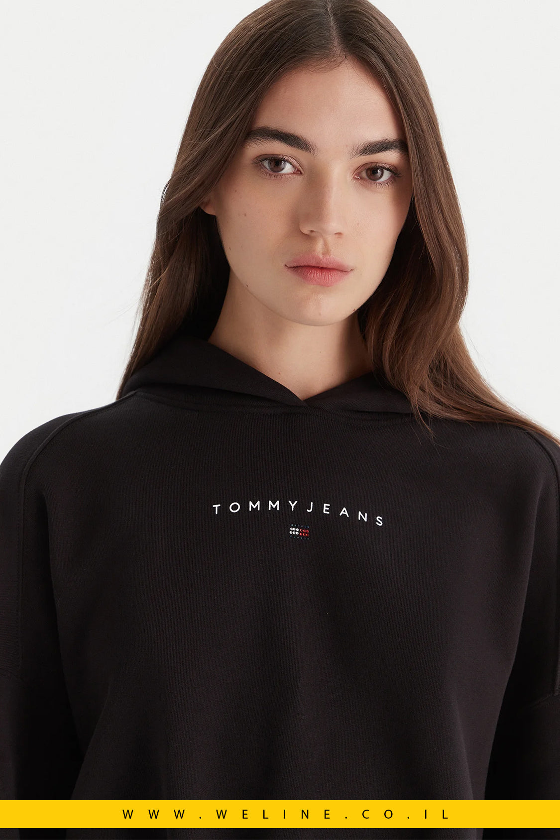 קפוצ'ון נשים Tommy Jeans Bling Linear – שחור Regular Fit