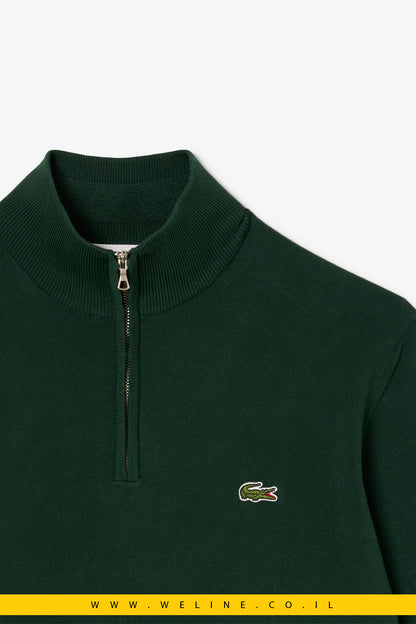 סוודר כותנה עם רוכסן וצווארון גבוה לגברים Lacoste