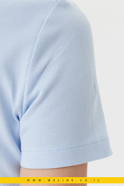 חולצת פולו לנשים – גזרת Slim בצבע תכלת - Tommy Jeans