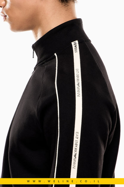 סווטשירט גברים EA7 Logo Series – רבע רוכסן, גזרת Regular