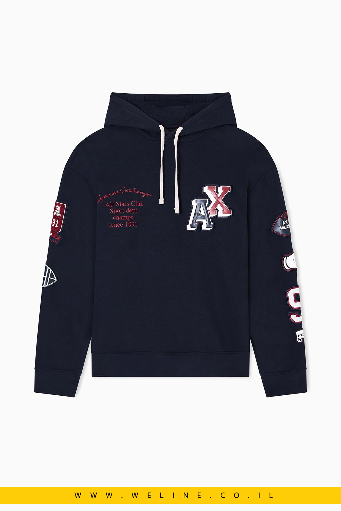 קפוצ'ון ספורטיבי מודפס לגברים Armani Exchange – עיצוב Oversized עם כתפיים שמוטות