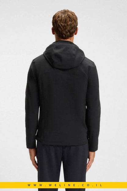 מעיל סופטשל לגברים עם קפוצ'ון נשלף – BOSS Menswear (שחור)