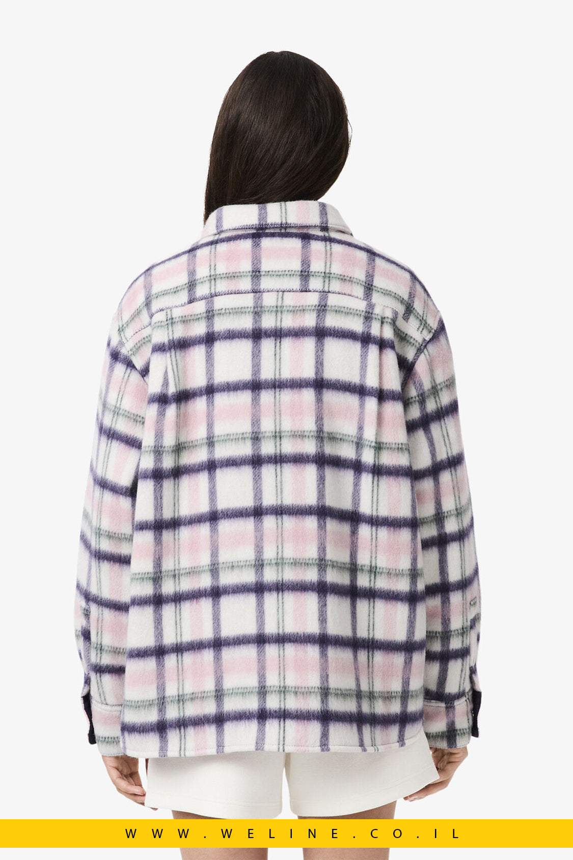 אוברשירט צמר קווילט Oversized מבית Lacoste – משבצות חמות