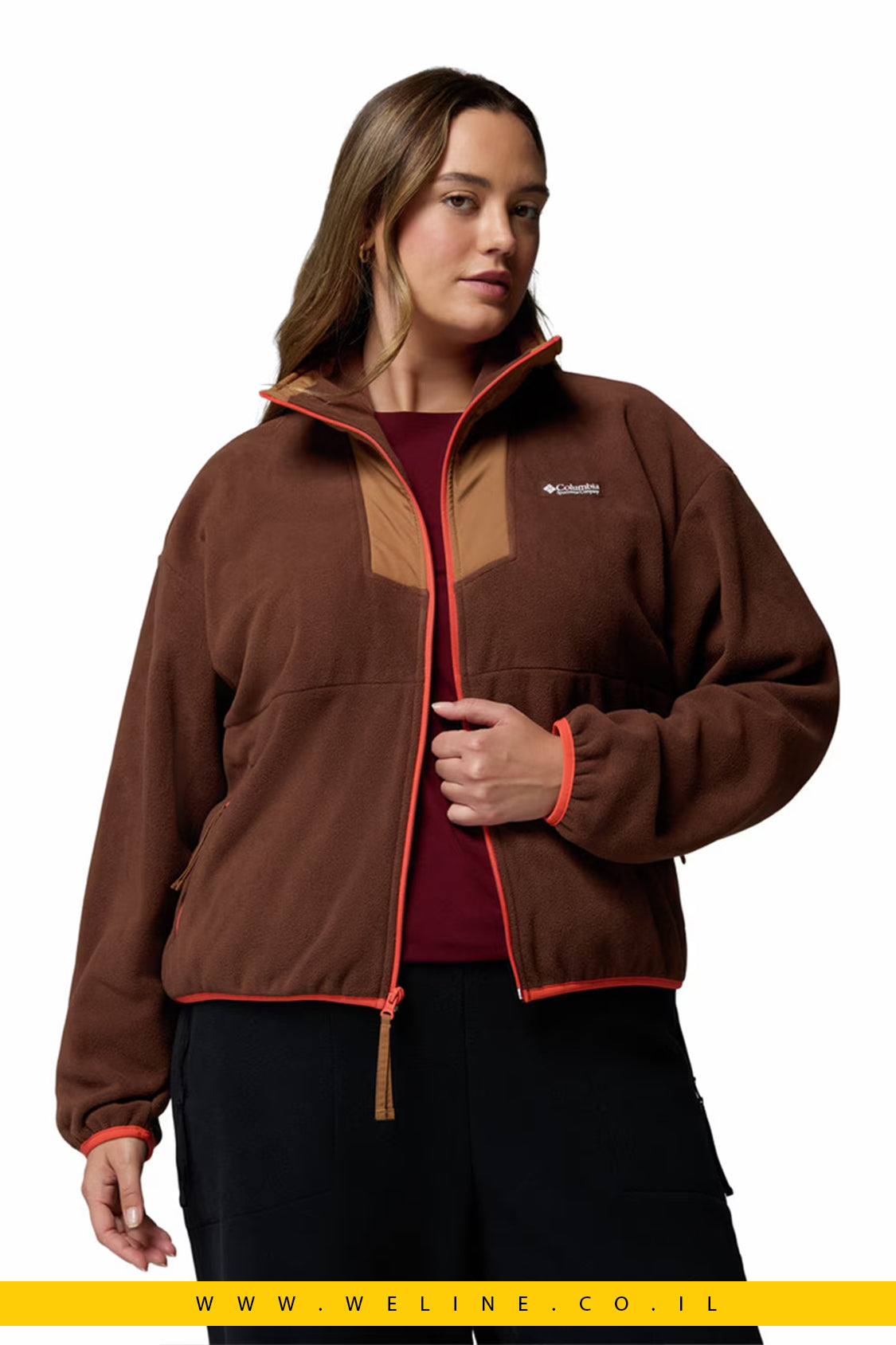 Columbia – סוויטשירט טיולים Sequoia Grove עם רוכסן, צבע Camel