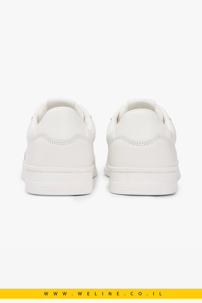 סניקרס עור לנשים לבן Tommy Jeans Greenwich Leather Contrast Heel – צבע