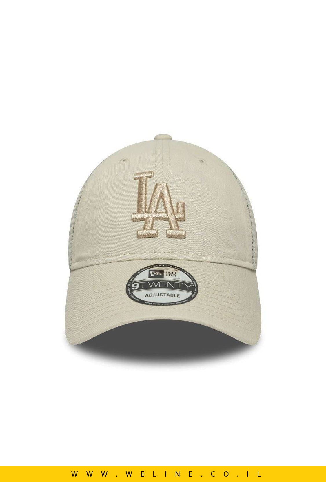 כובע רשת New Era Los Angeles Dodgers Trucker – בז’ | מתכוונן | יוניסקס (One Size)