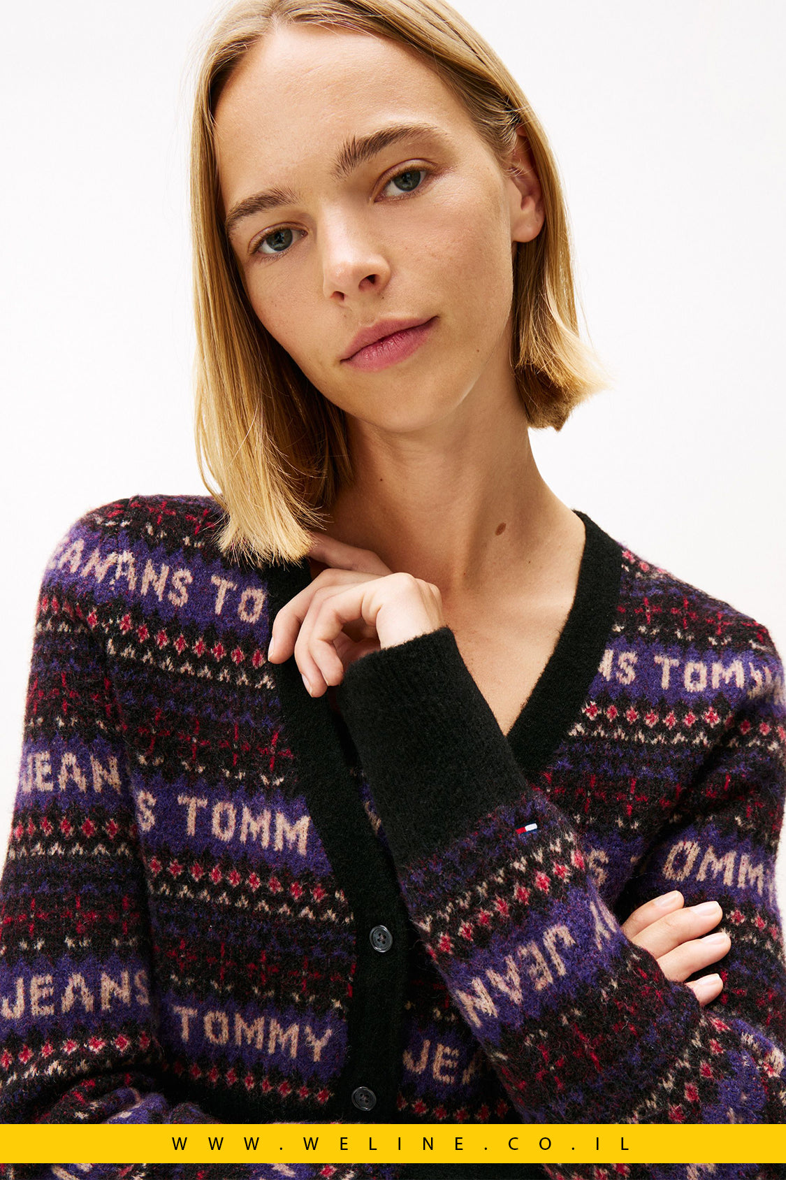 Cardigan Slim Fair Isle Logo לנשים – Tommy Jeans