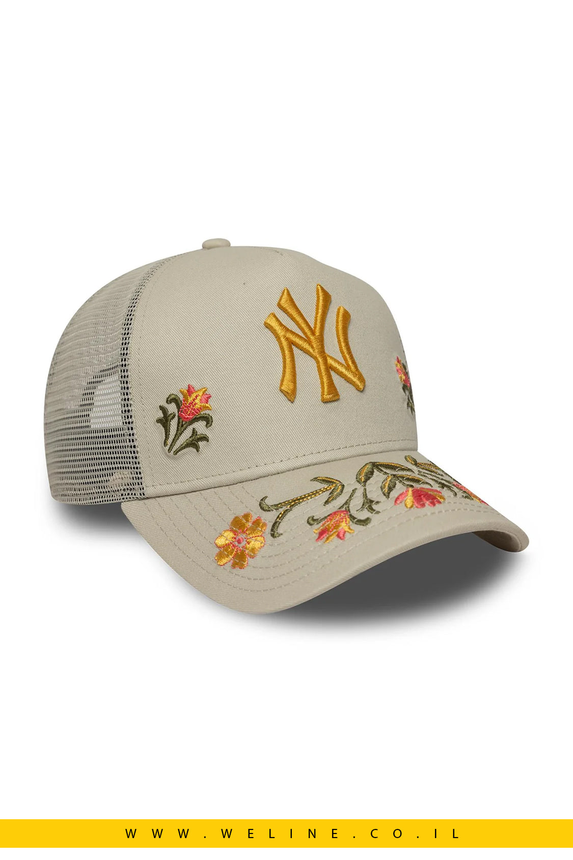 כובע New Era New York Yankees Floral Icon Stone Trucker 9FORTY – סטון | Snapback