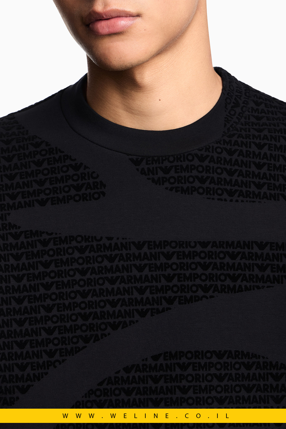 סווטשירט ג׳רזי מתערובת ליאוסל עם הדפס פלוק מלא ולוגו מובלט