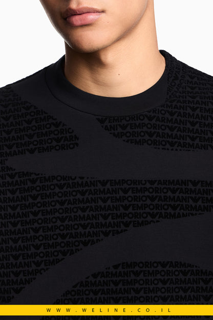 סווטשירט ג׳רזי מתערובת ליאוסל עם הדפס פלוק מלא ולוגו מובלט