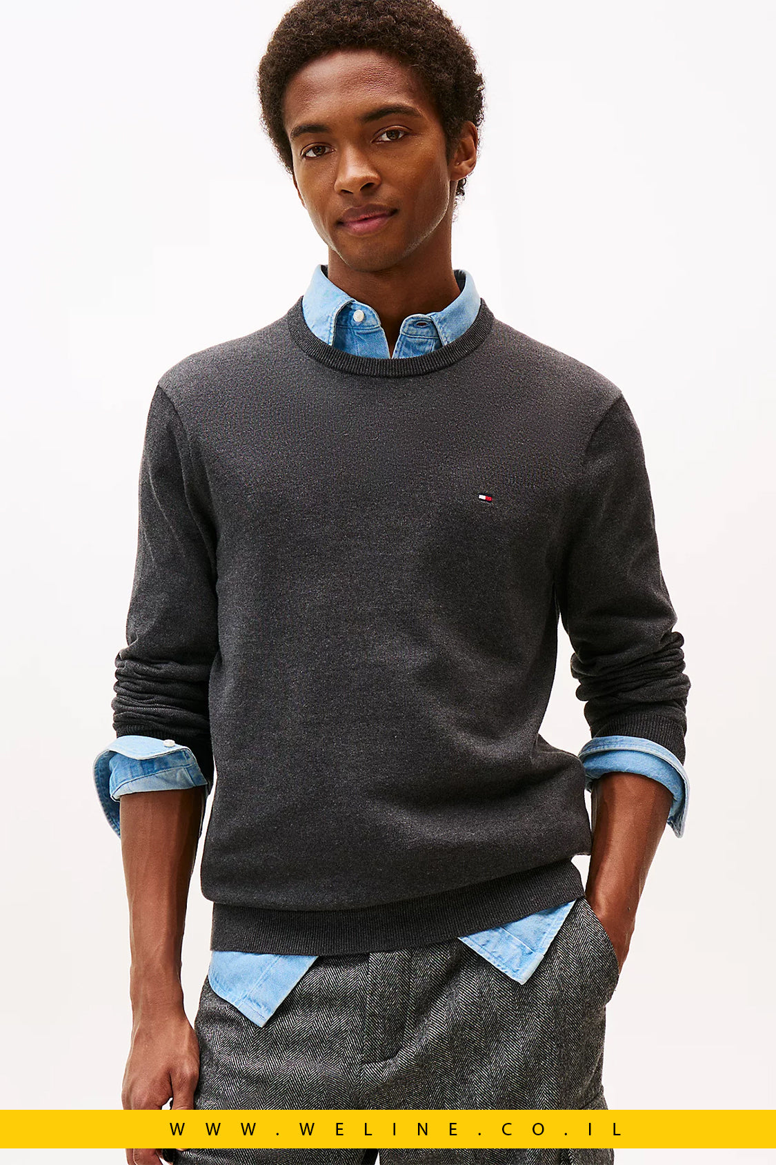 סוודר גברים Tommy Hilfiger – Flag Embroidery Crew Neck