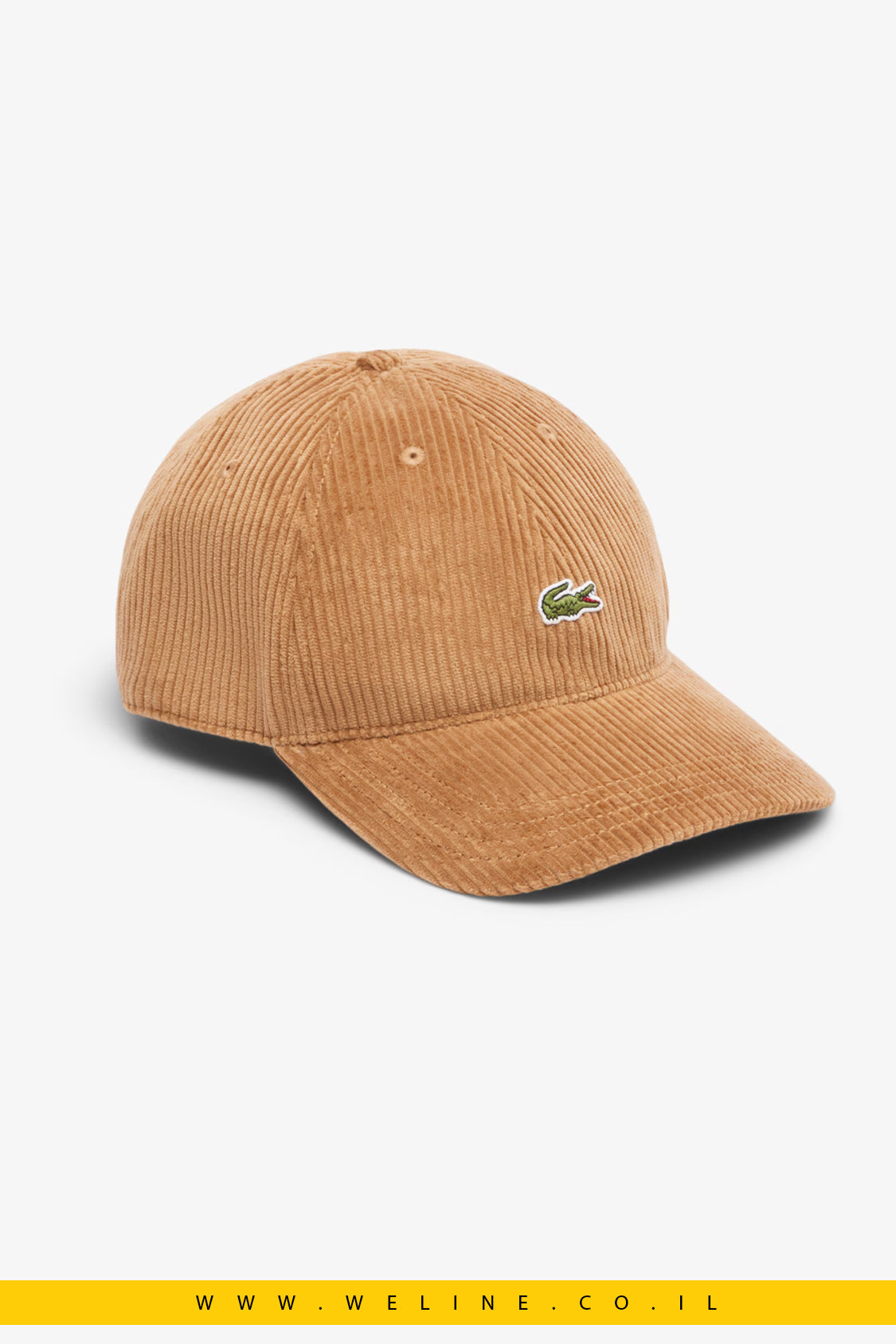 כובע יוניסקס מבד קורדרוי כותנה מבית Lacoste – חום