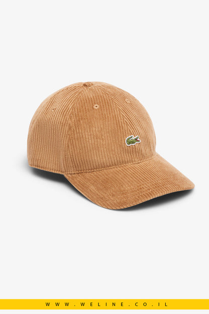 כובע יוניסקס מבד קורדרוי כותנה מבית Lacoste – חום