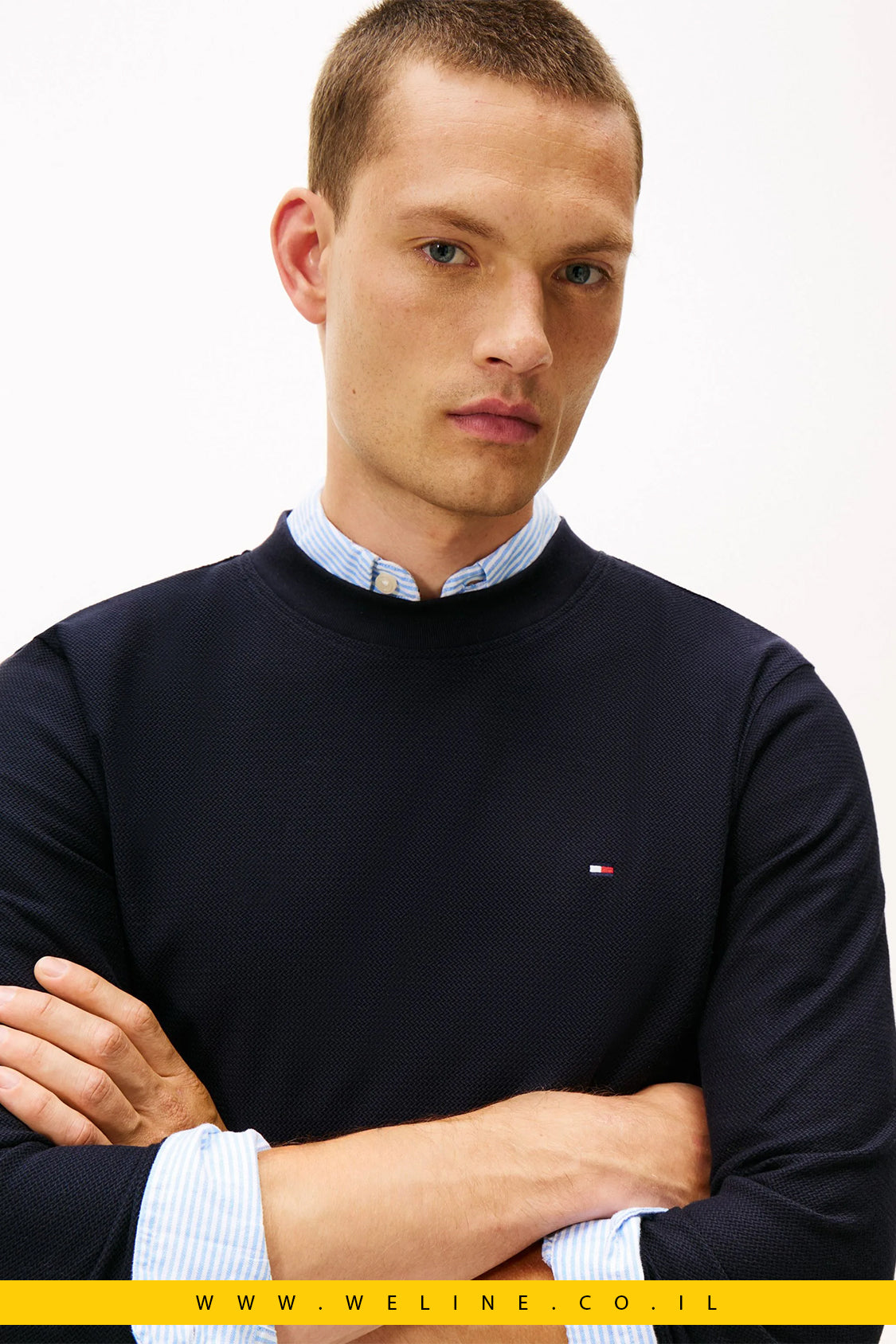 חולצת גברים Tommy Hilfiger – שרוול ארוך Mercerized Jacquard