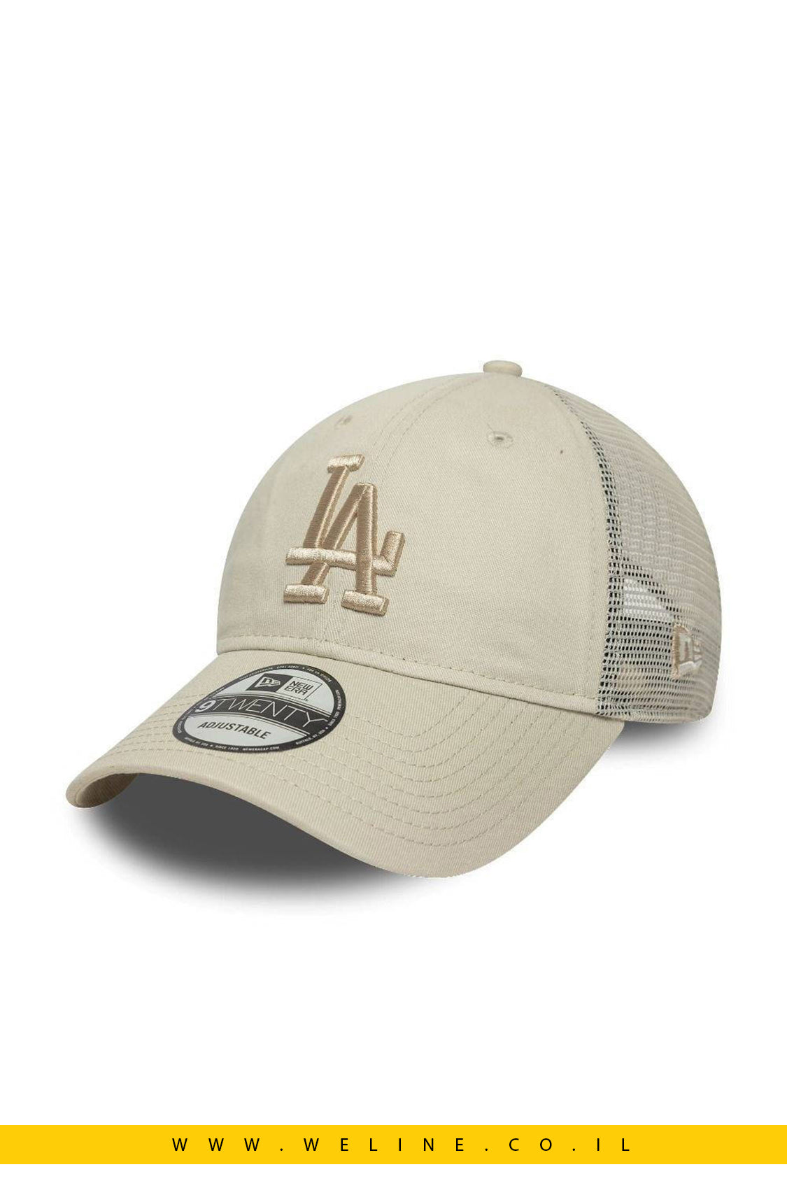 כובע רשת New Era Los Angeles Dodgers Trucker – בז’ | מתכוונן | יוניסקס (One Size)