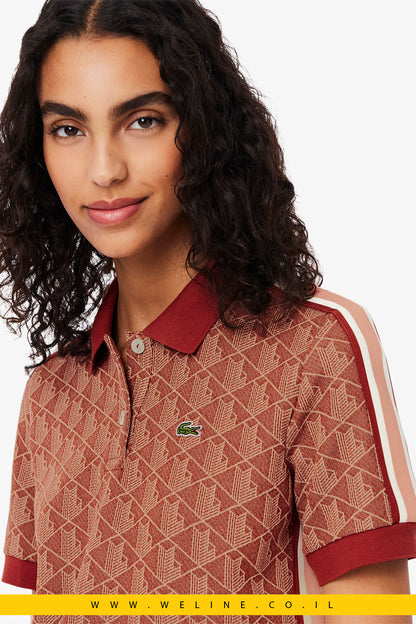 חולצת פולו לנשים בגזרת Slim עם מונוגרמה סרוגה – Lacoste